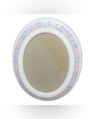 Vintage Ceramic Oval Picture Frame Pink & Purple Taiwan 80s